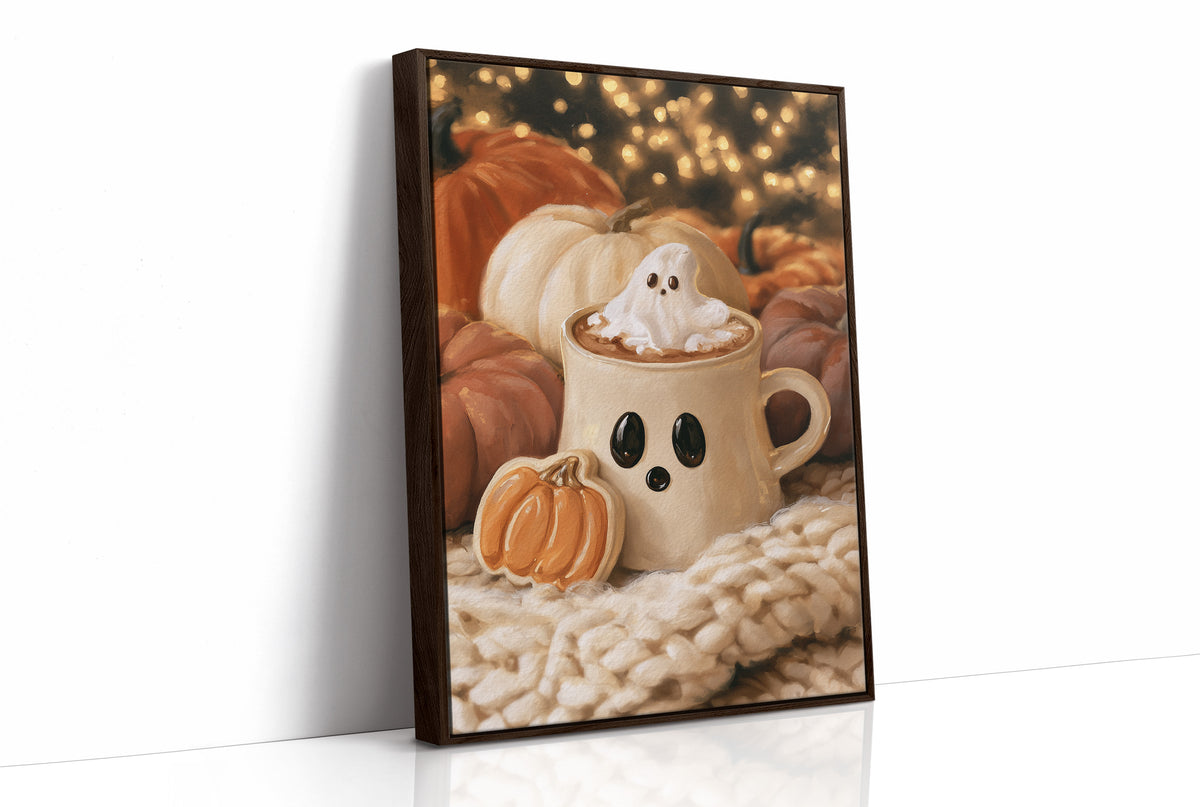 Boo jee Hot Cocoa Season, print in a brown wood frame
