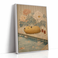 Poolside Capybara Dreams Of Peonies