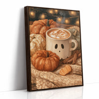 Pumpkin Spice And Everything Boo, print in a brown wood frame