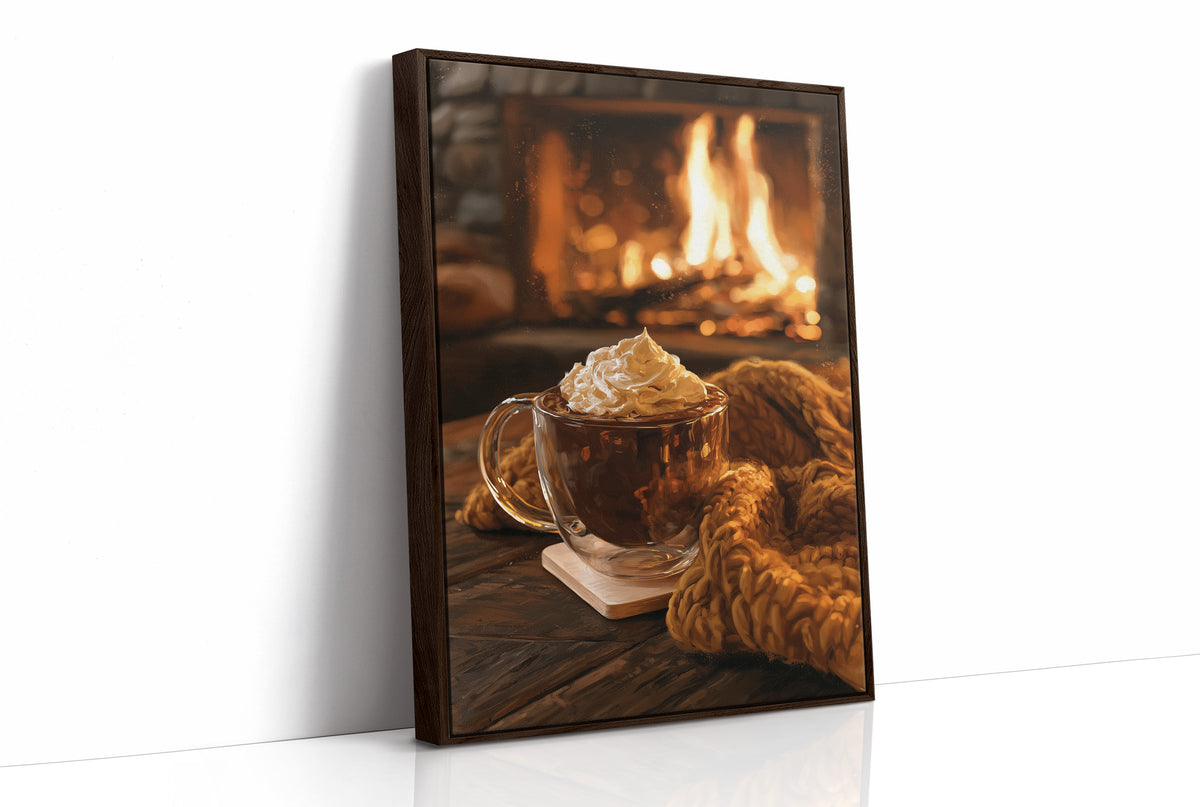 Mocha Ado About Nothing, print in a brown wood frame