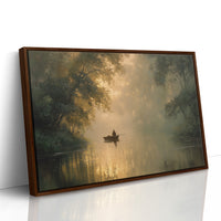 Solitary Boatman Crosses Golden Mist