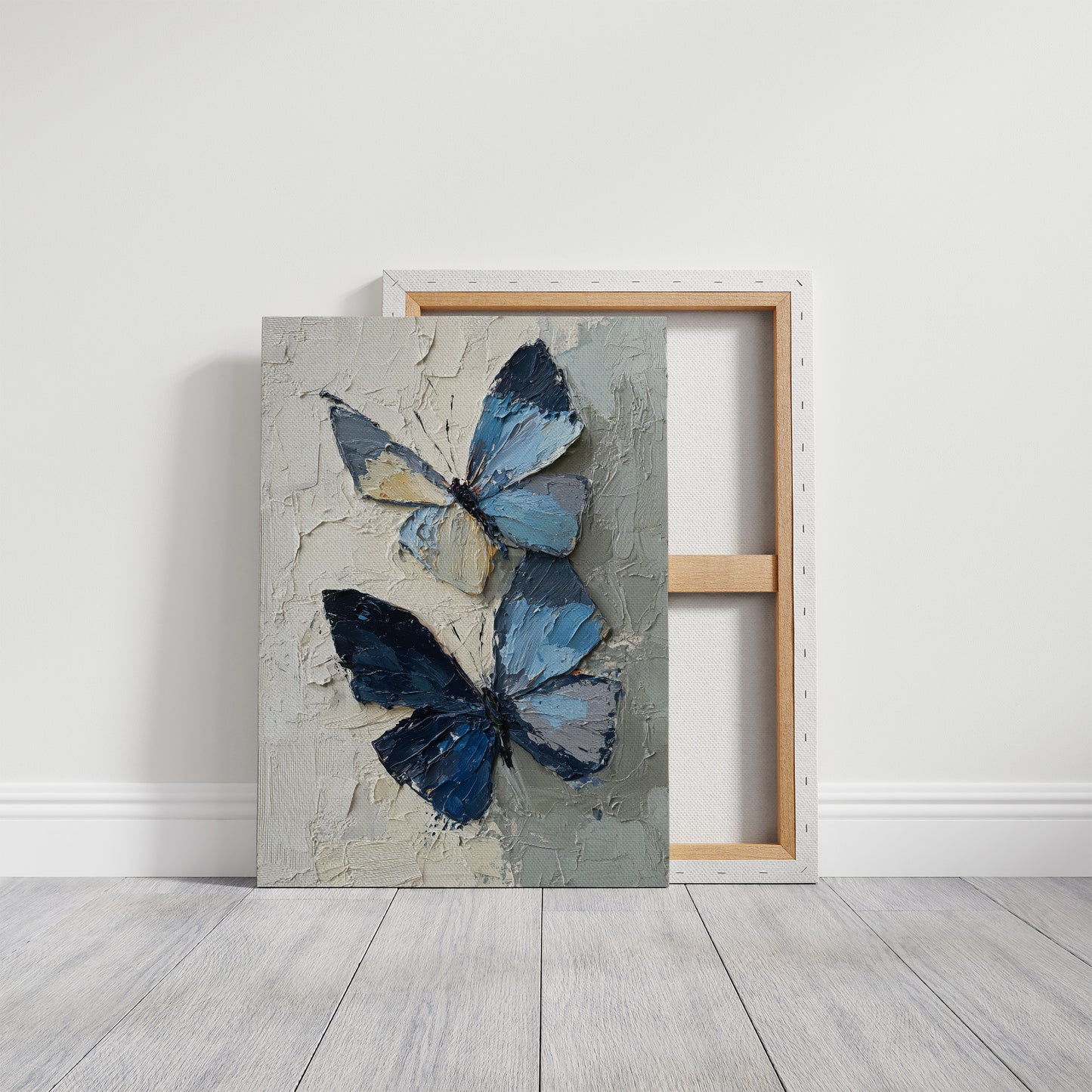 Blue Duet On Weathered Plaster