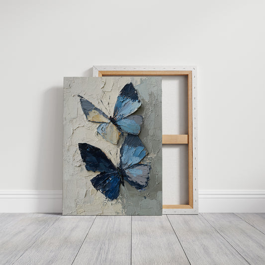 Blue Duet On Weathered Plaster
