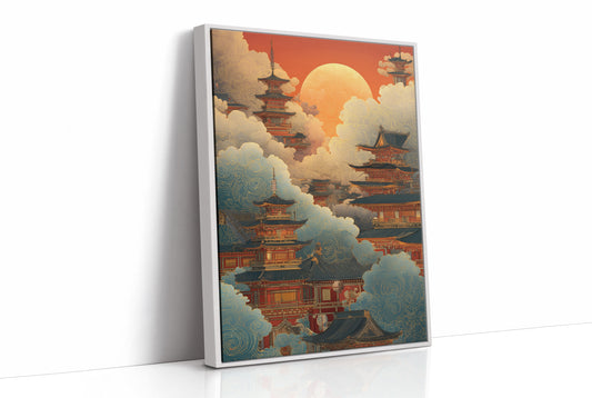Sacred Temples Float Among Sunset Clouds