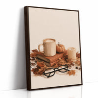Read Between The Latte Lines, print in a brown wood frame