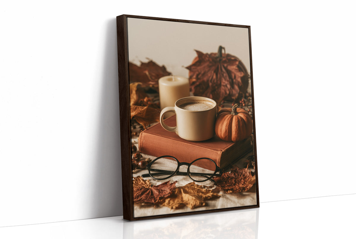 Novel Idea: More Coffee, print in a brown wood frame
