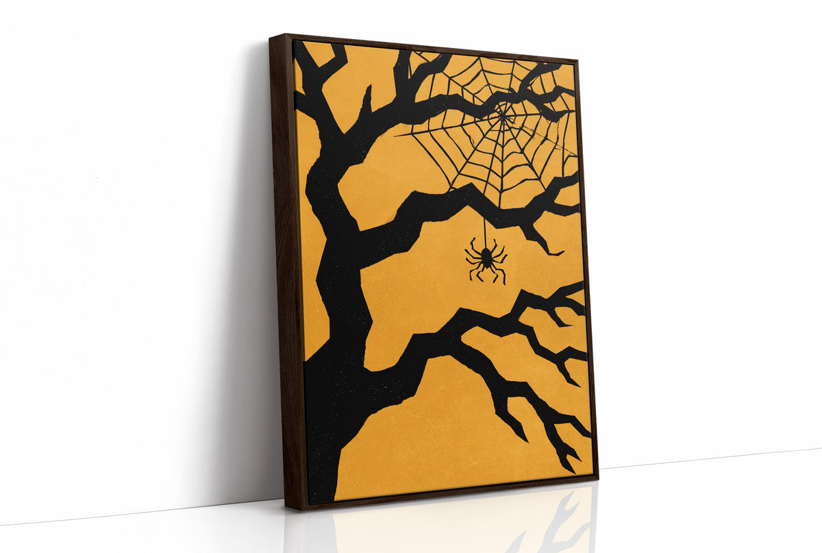 Just Hanging Around, Spookily, print in a brown wood frame