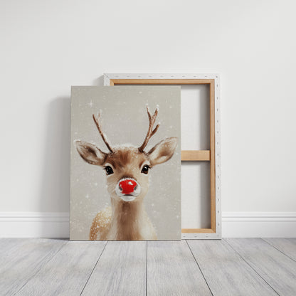 Adorable Snowy Reindeer – Cozy Christmas Wall Art Print