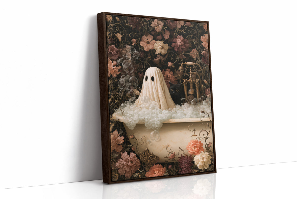 Boo ble Bath With A Side Of Judgment, print in a brown wood frame