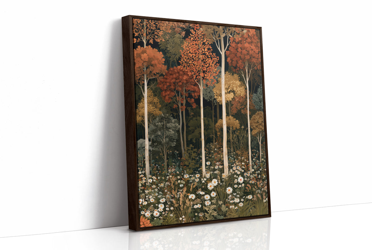 Birch Please, It’s Fall, print in a brown wood frame