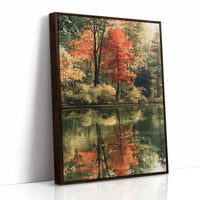 Mirror Mirror On The Pond, print in a brown wood frame