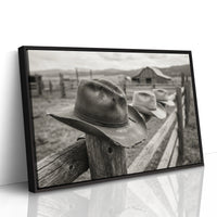 Row of Hats on the Ranch Fence