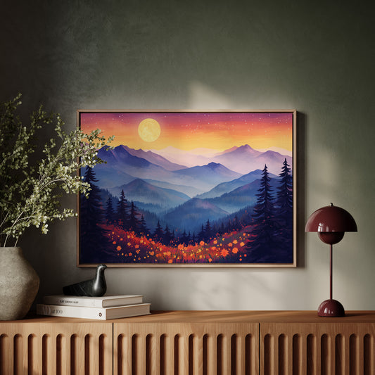 Moonlit Meadows Paint Mountain Dreams