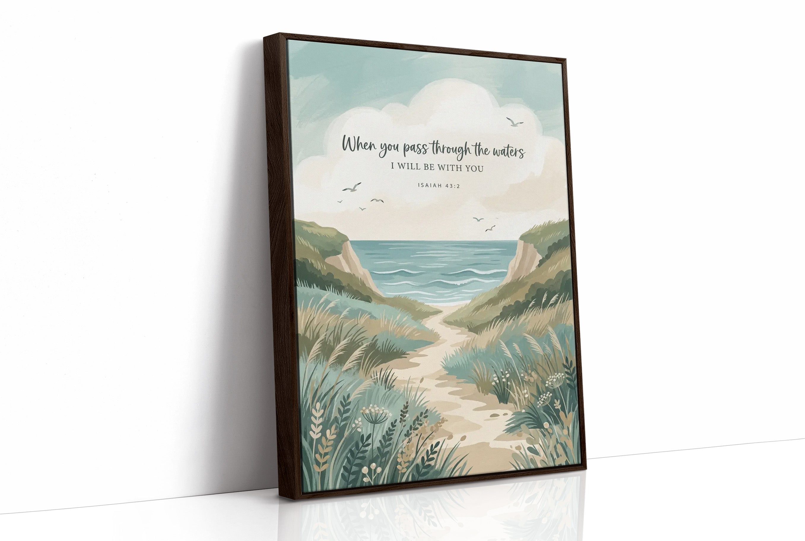 Through the Waters: Coastal Path Scripture Print