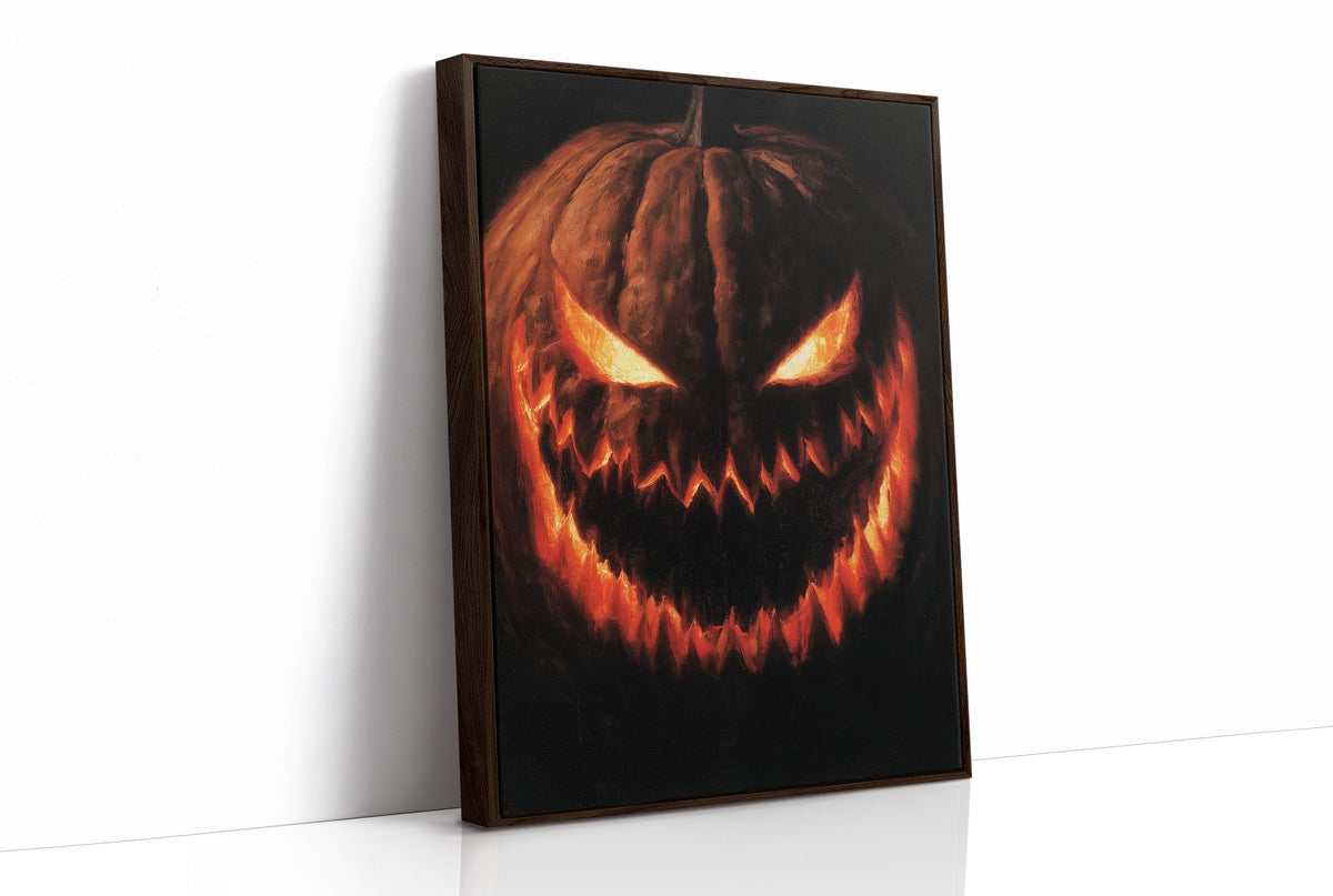 Grin And Bear The Fright, print in a brown wood frame