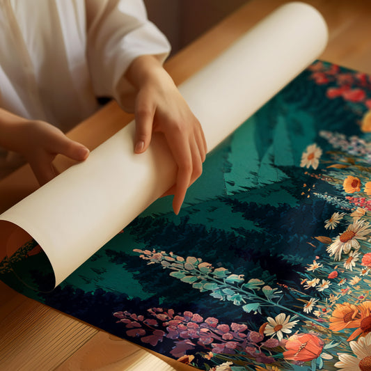 Floral Tapestry Beneath Mountain Peaks
