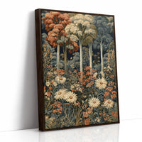 Daisy Chain Reaction In The Woods, print in a brown wood frame