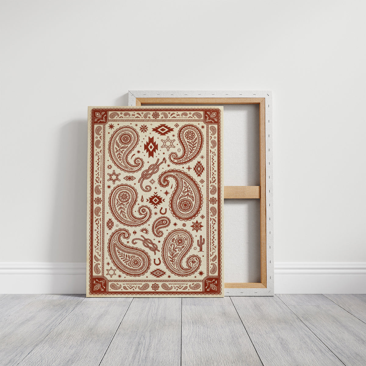 Rust Paisley Western Bandana Print