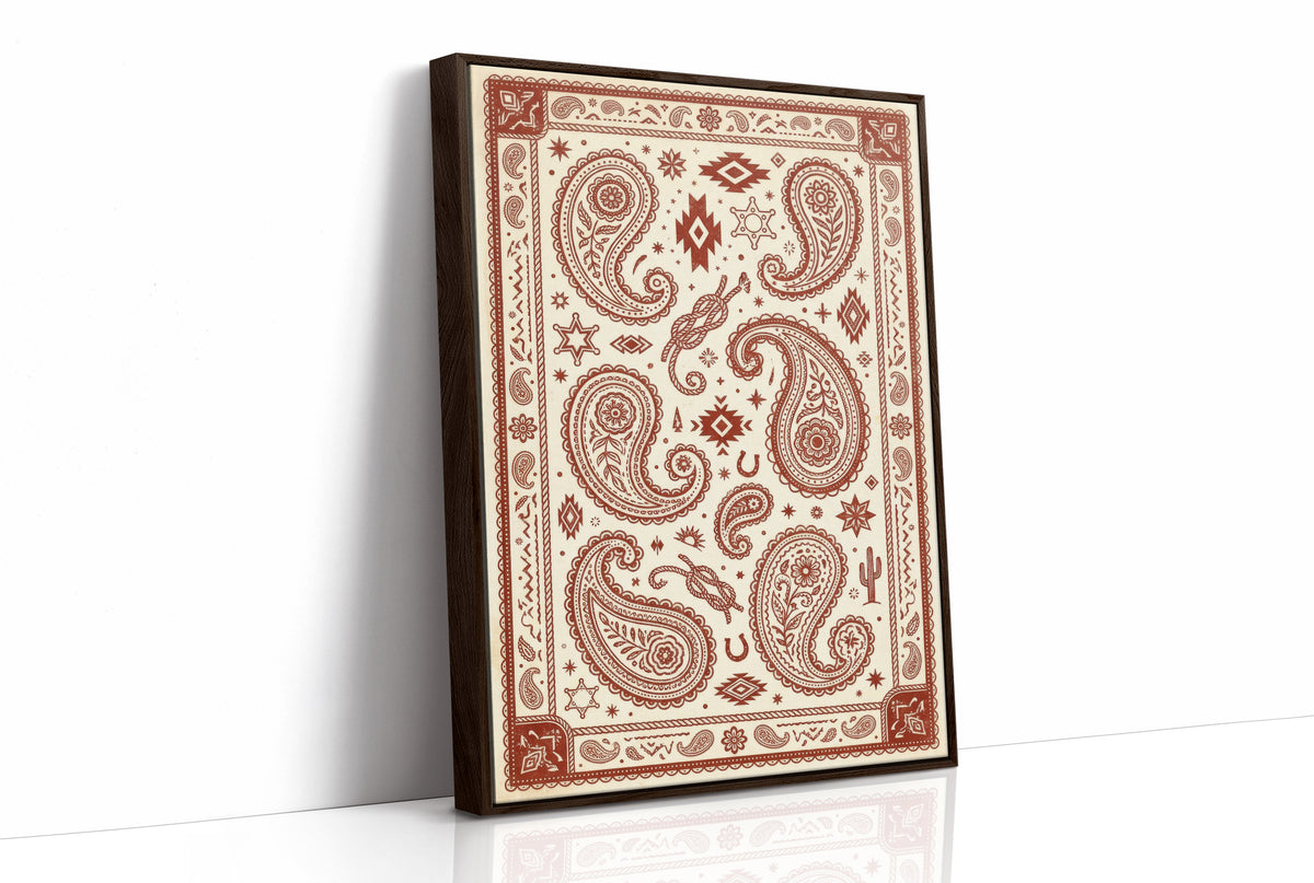 Rust Paisley Western Bandana Print