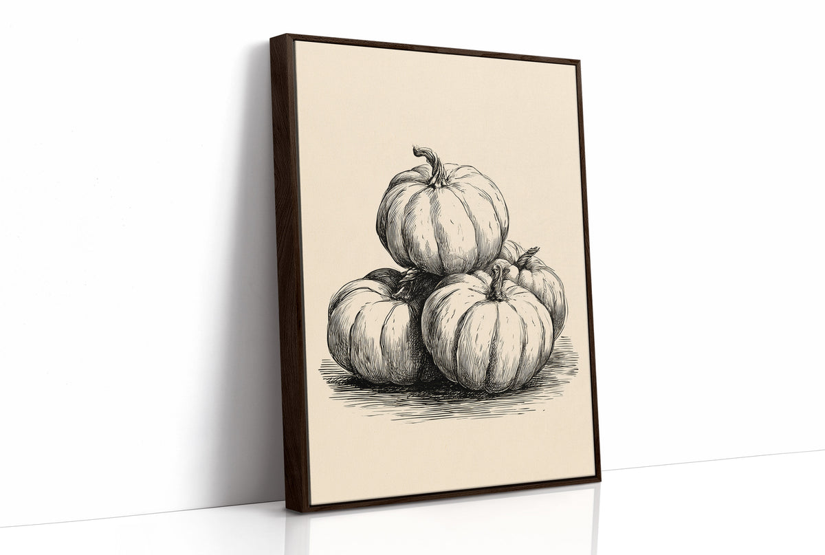 Top Gourd Takes The High Ground, print in a brown wood frame