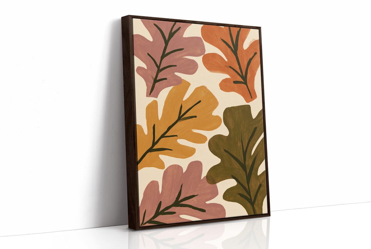 Big Leaf Energy, print in a brown wood frame