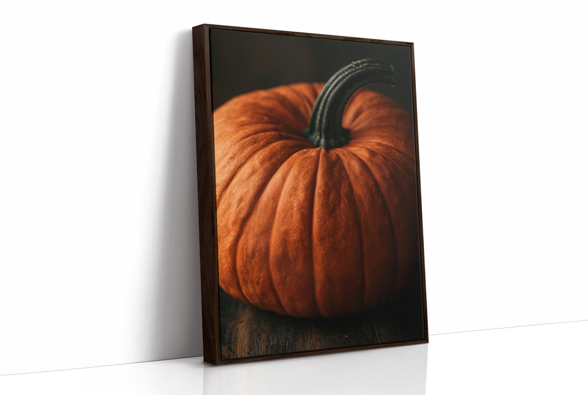 Speckled, Ribbed, And Ready For Its Portrait, print in a brown wood frame
