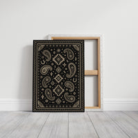 Black and Cream Western Paisley Bandana