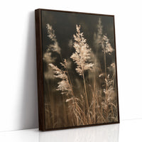 Plume With A View, print in a brown wood frame