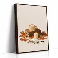 Brewed Awakening Between Chapters, print in a brown wood frame
