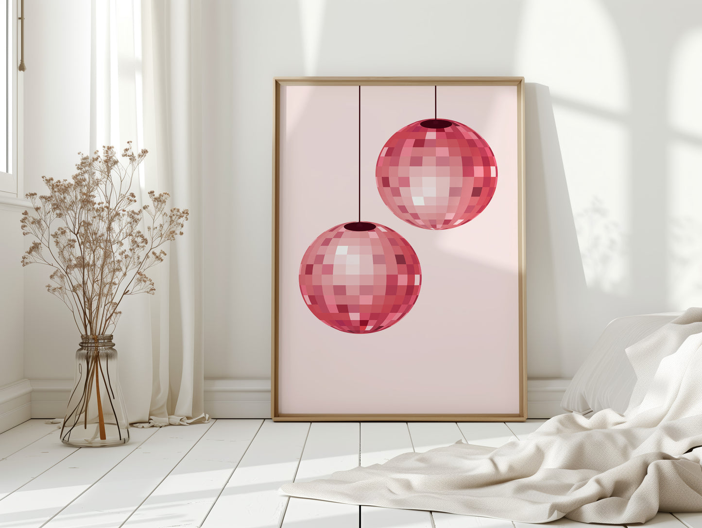 Rose Disco Spheres Catch Morning Light