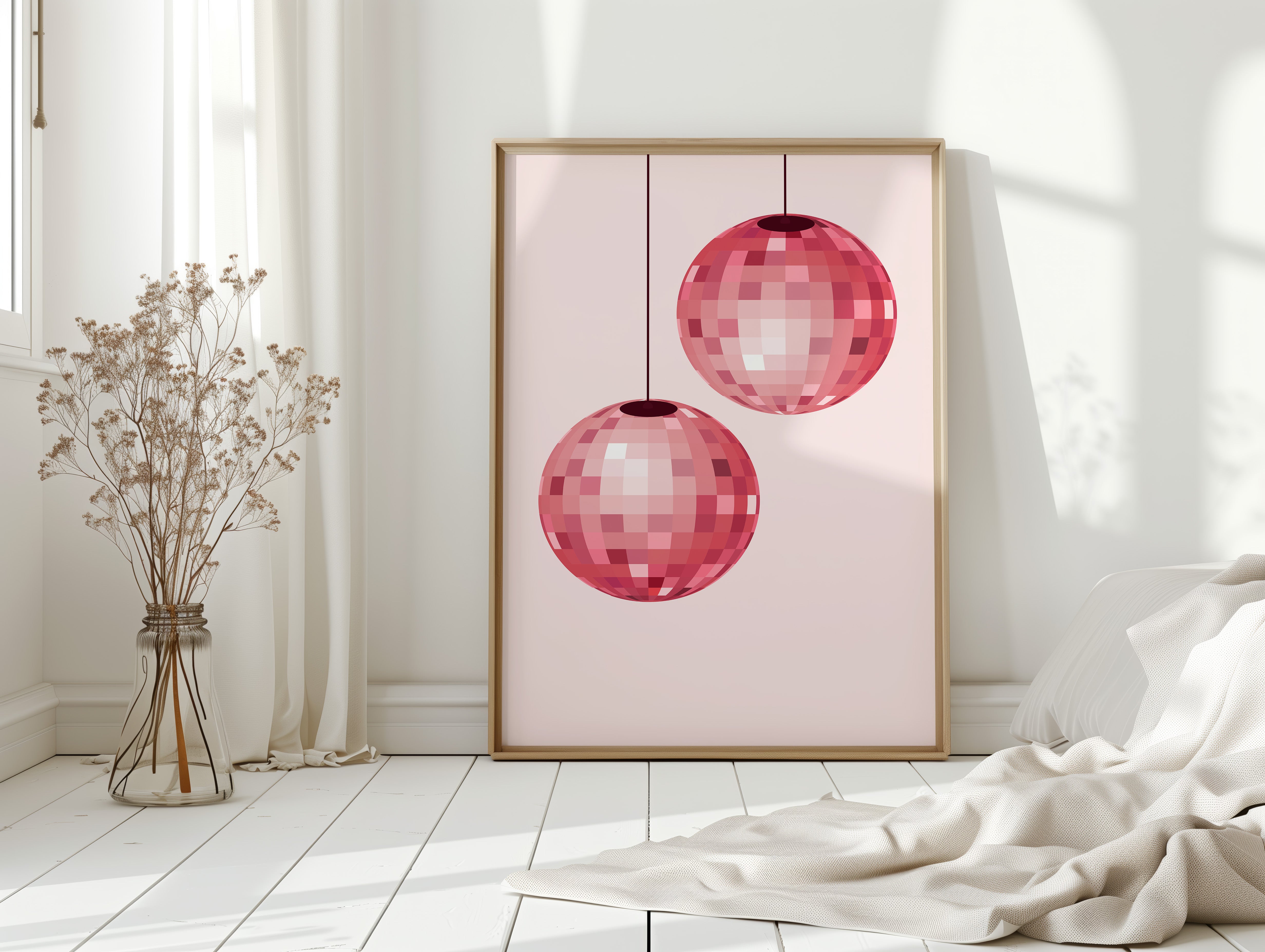 Rose Disco Spheres Catch Morning Light