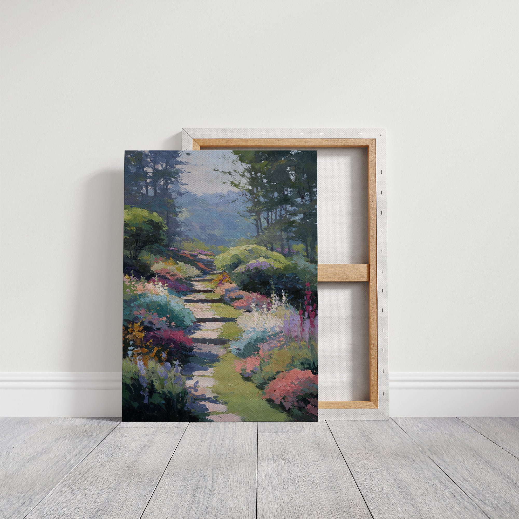 Steps Rise Through Blooming Hillside