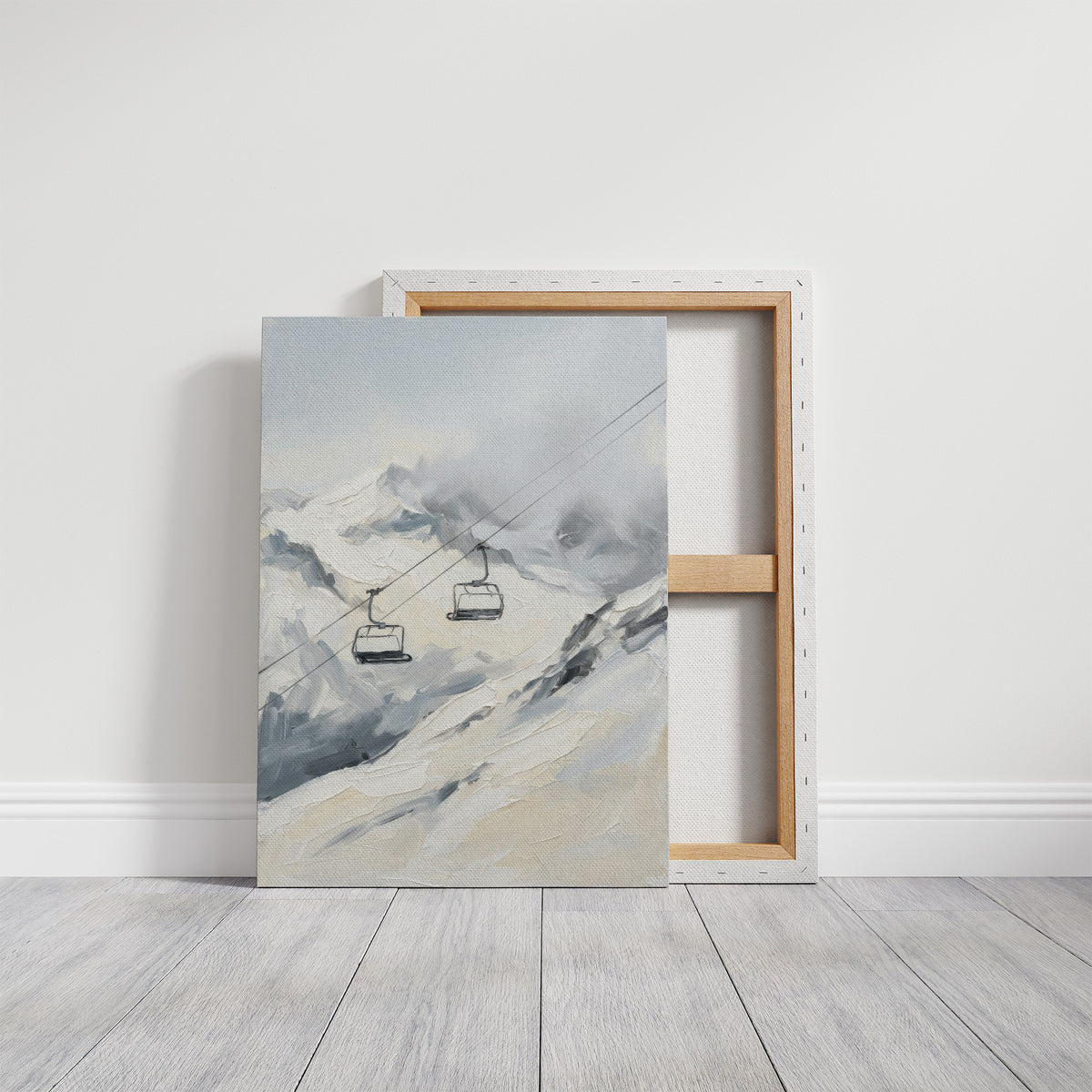 Two Chairlifts Over Snowy Peaks