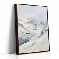 Two Chairlifts Over Snowy Peaks
