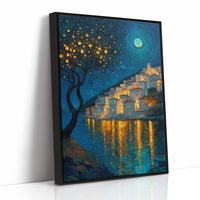 Moonlit Village Of Golden Light