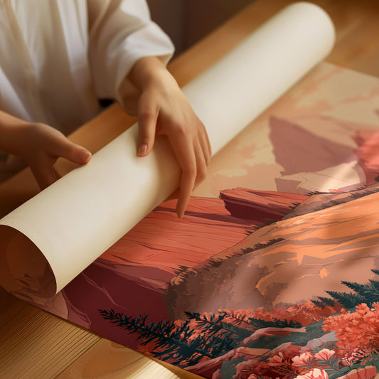Mountains Embrace Their Floral Veil