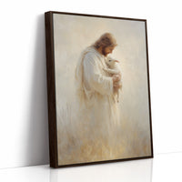 Tender Shepherd Holds Lost Lamb