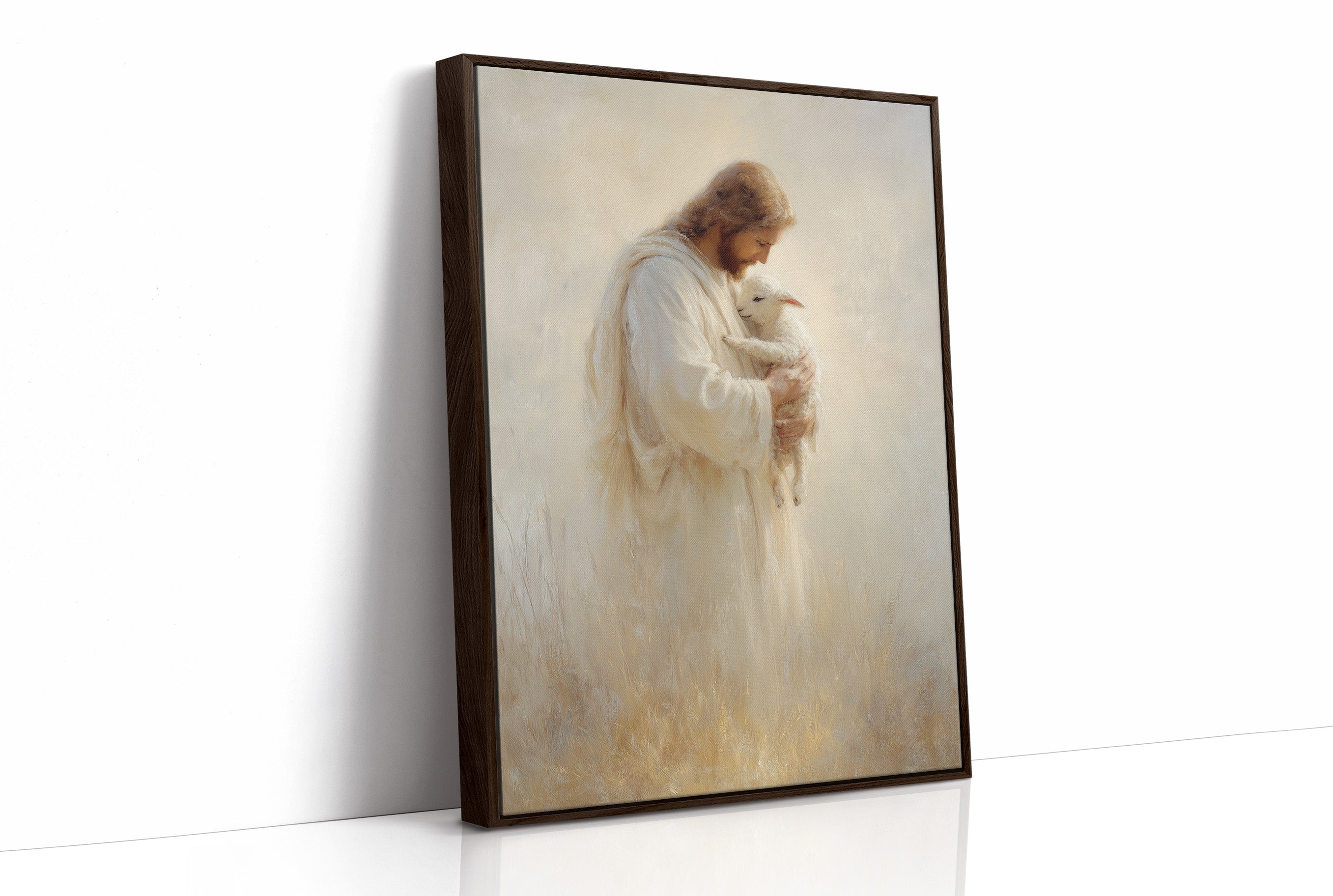 Tender Shepherd Holds Lost Lamb