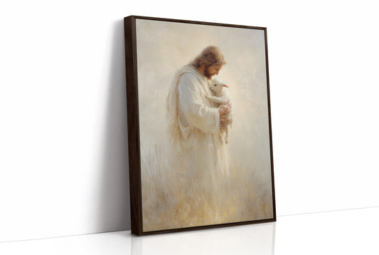 Tender Shepherd Holds Lost Lamb