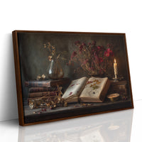 Candlelit Pages Among Pressed Flowers