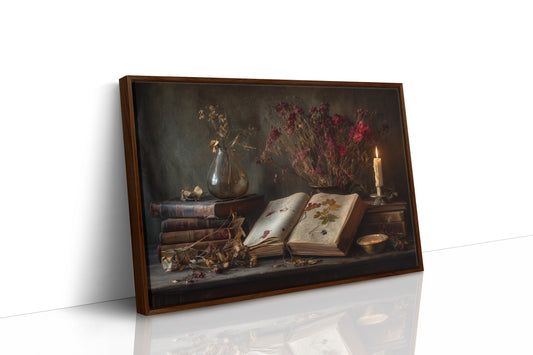 Candlelit Pages Among Pressed Flowers