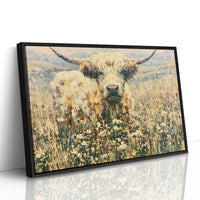 Highland Cow in Wildflowers