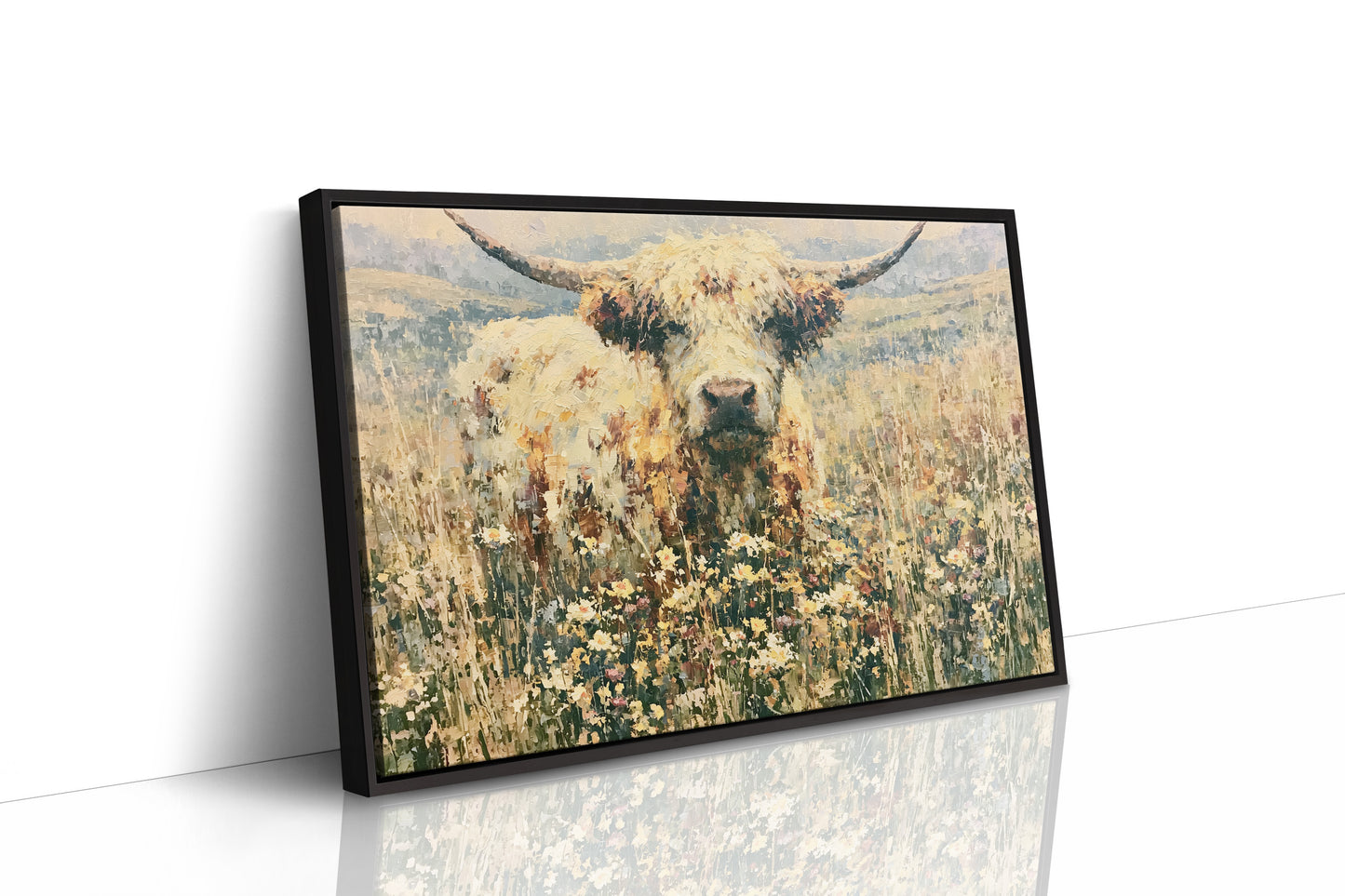 Highland Cow in Wildflowers