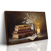 Scholar's Candlelight Among Dusty Tomes