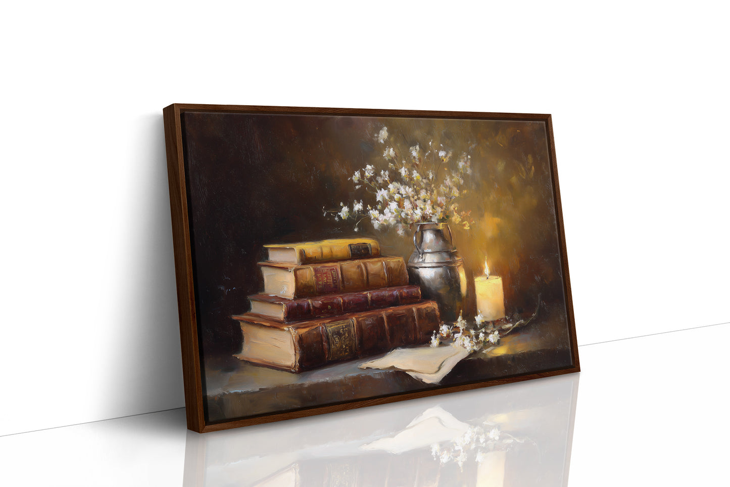 Scholar's Candlelight Among Dusty Tomes