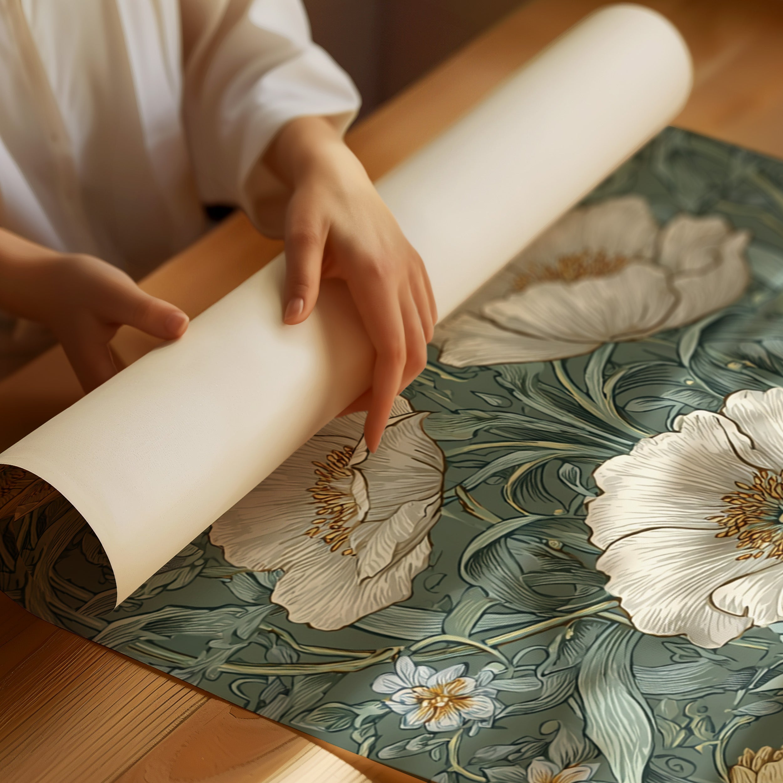 Delicate Blossoms on Verdant Background