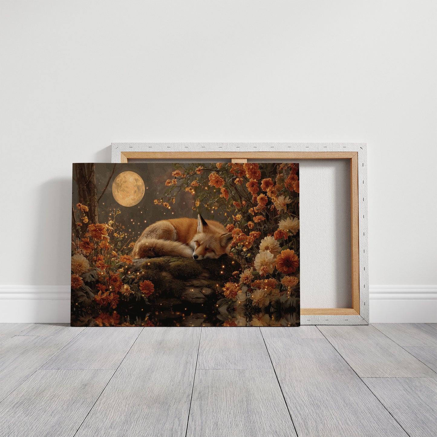 Autumn Fox Dreams Under Moonlight