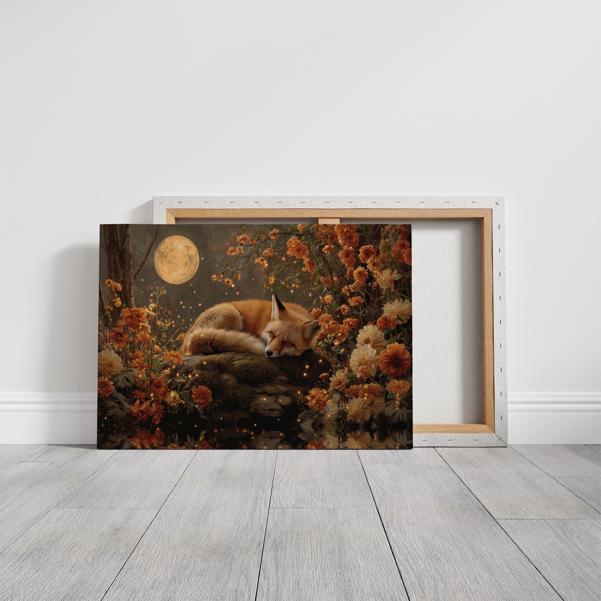 Autumn Fox Dreams Under Moonlight