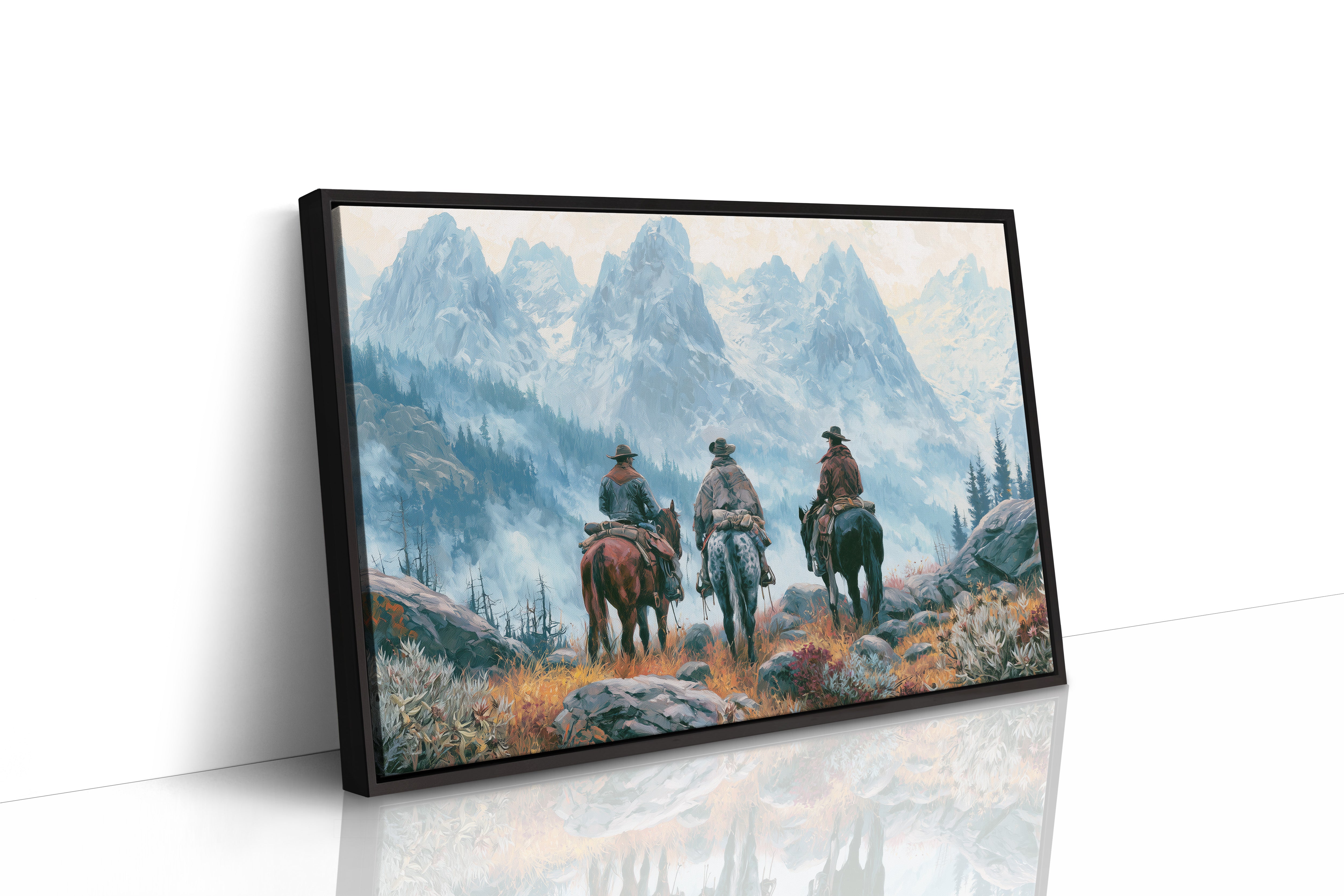 Three Riders Facing the Peaks