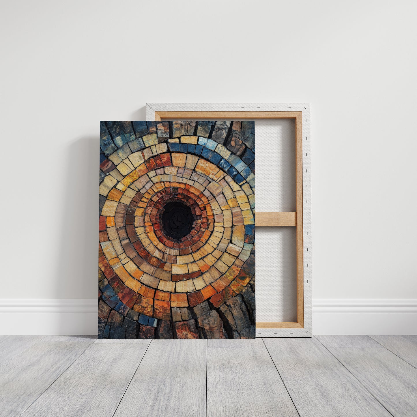 Petrified Wood Spiral – Rustic Earth-Toned Abstract Wall Art